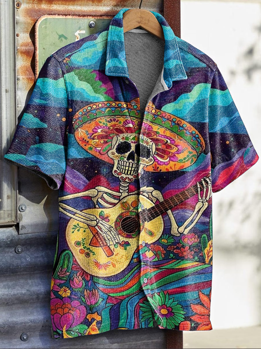 Camisa de manga corta con estampado Cinco de Mayo para hombre