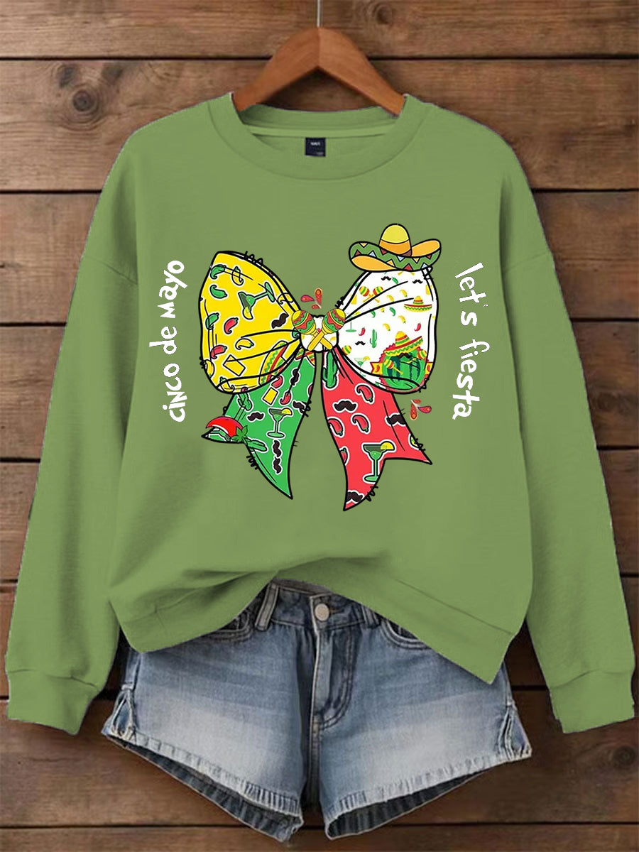 De las mujeres de Cinco De Drinko Fiesta Blosschoahos Let's Impreso Casual Sudadera de manga larga