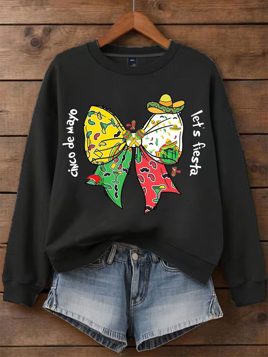 De las mujeres de Cinco De Drinko Fiesta Blosschoahos Let's Impreso Casual Sudadera de manga larga