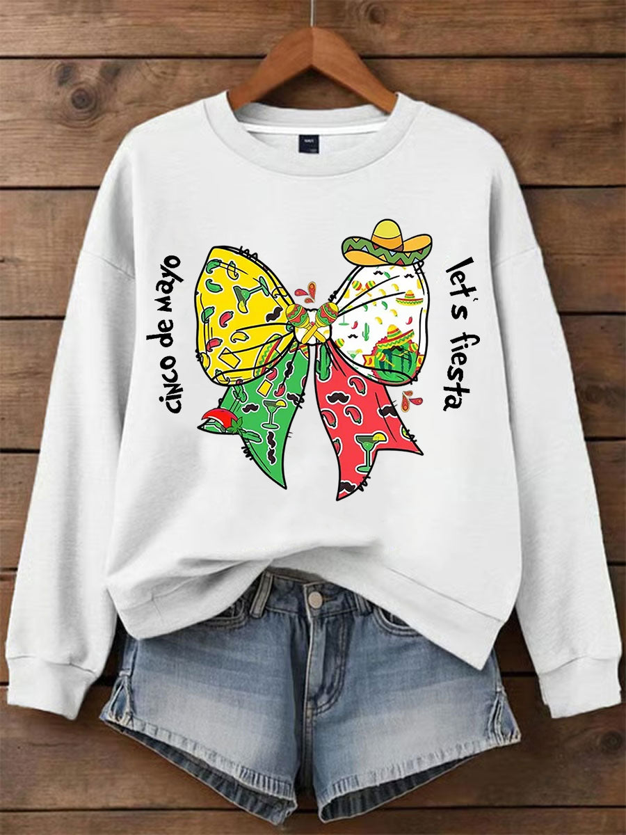 De las mujeres de Cinco De Drinko Fiesta Blosschoahos Let's Impreso Casual Sudadera de manga larga