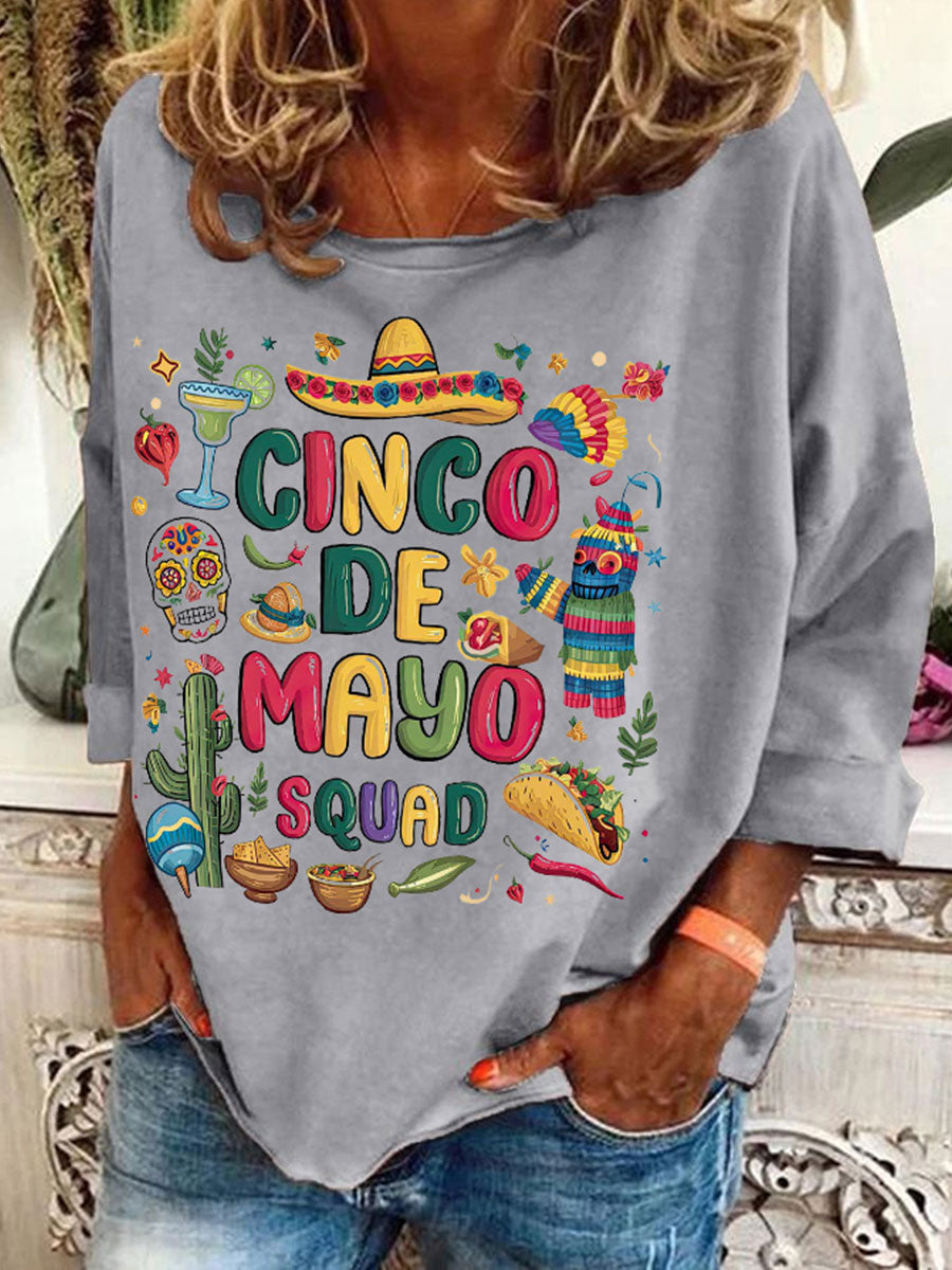 Top con estampado de arte floral de México Cinco de Mayo para mujer