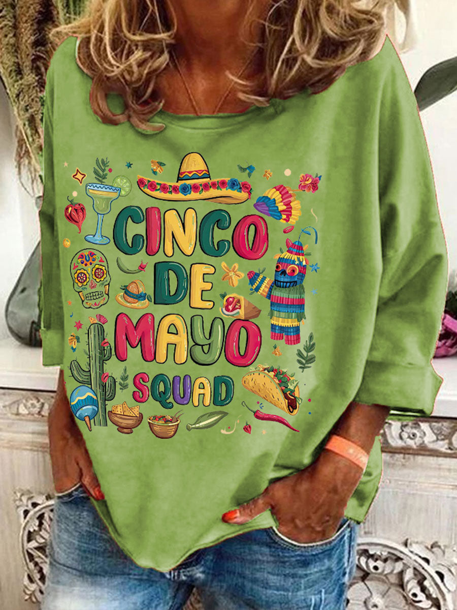 Top con estampado de arte floral de México Cinco de Mayo para mujer