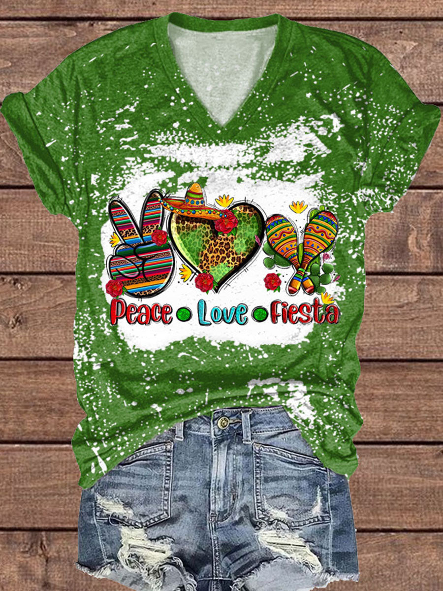 Top con estampado de arte floral de México Cinco de Mayo para mujer