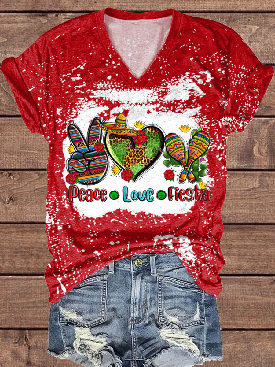 Top con estampado de arte floral de México Cinco de Mayo para mujer