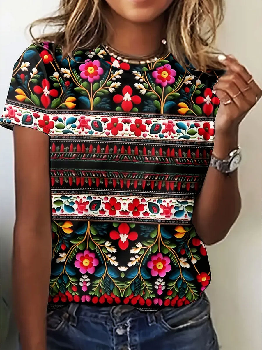 Top con estampado de arte floral de México Cinco de Mayo para mujer