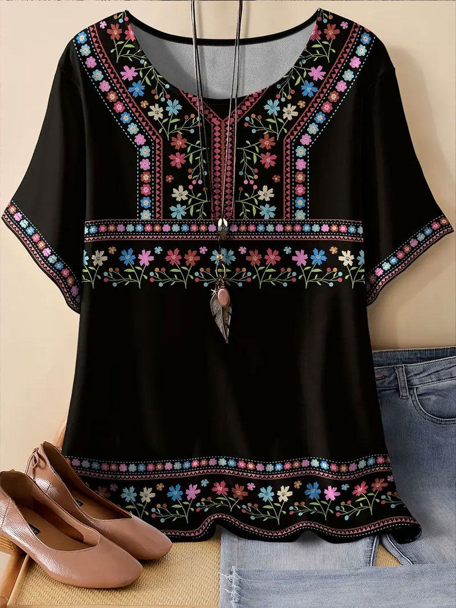 Top con estampado de arte floral de México Cinco de Mayo para mujer