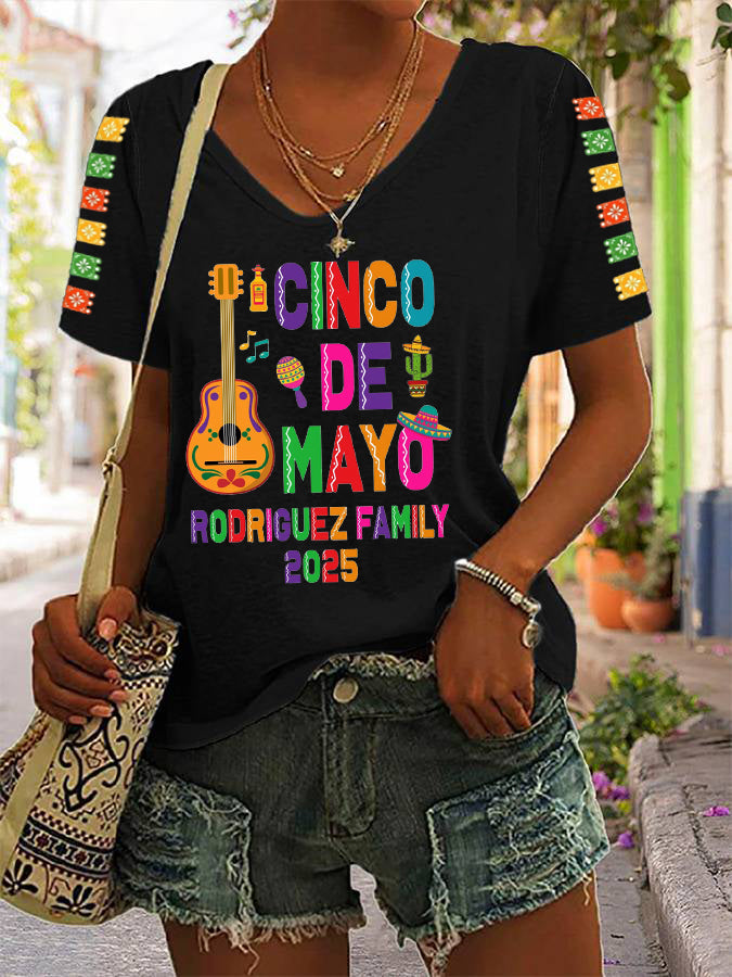 Camiseta Casual Cinco De Mayo 2025 para mujer