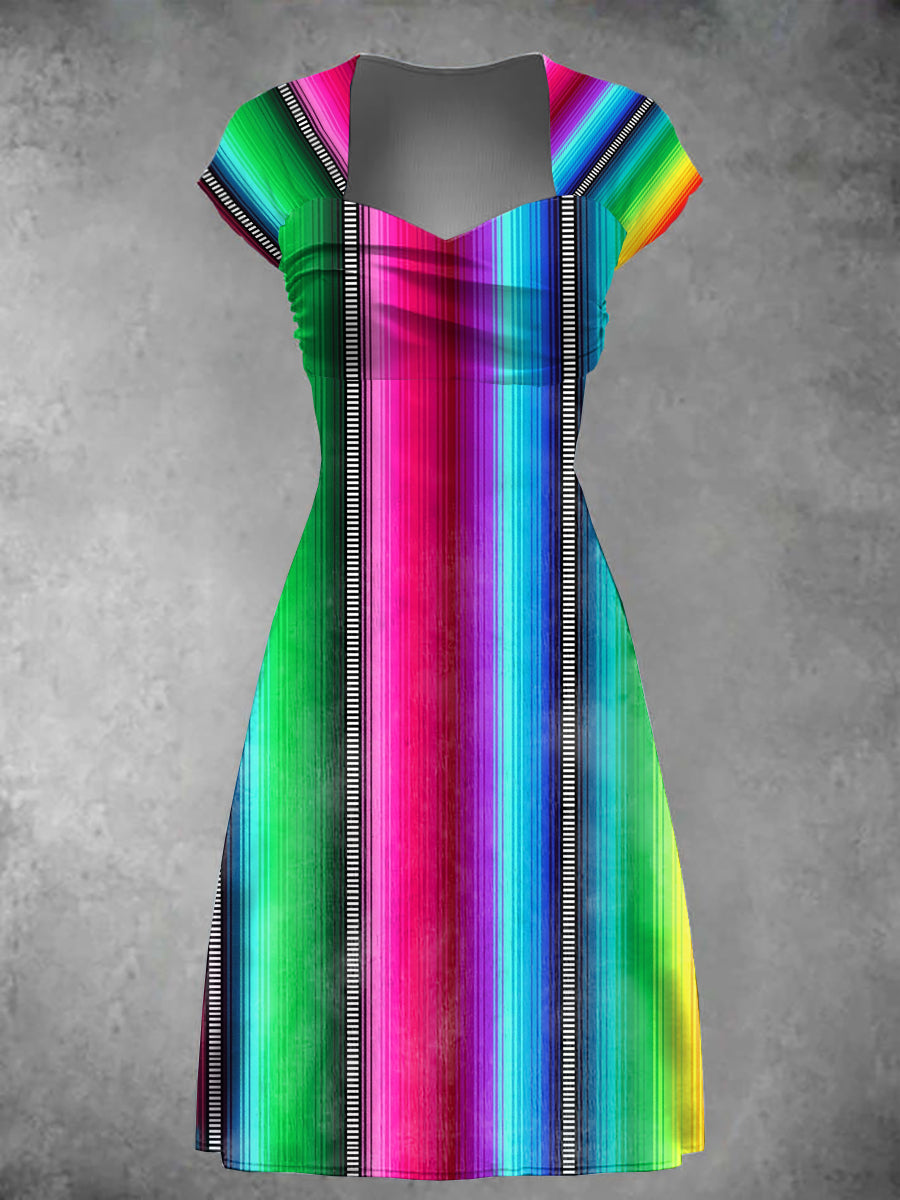 Vestido Midi de manga larga con estampado Cinco de Mayo para mujer