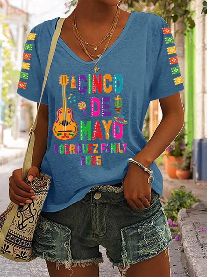 Camiseta Casual Cinco De Mayo 2025 para mujer