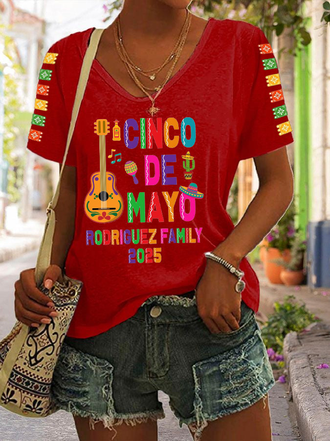 Camiseta Casual Cinco De Mayo 2025 para mujer