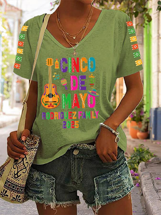 Camiseta Casual Cinco De Mayo 2025 para mujer
