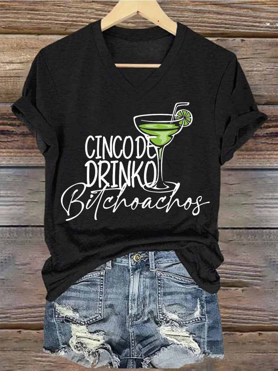 Mujer Cinco De Mayo Impreso con cuello en V Casual Camiseta de manga corta