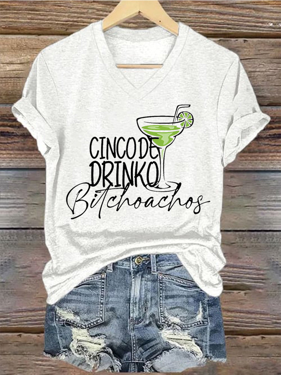 Mujer Cinco De Mayo Impreso con cuello en V Casual Camiseta de manga corta