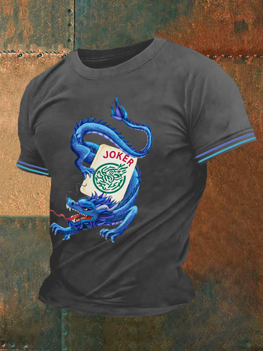 Camiseta casual impresa Mahjong divertida de los hombres