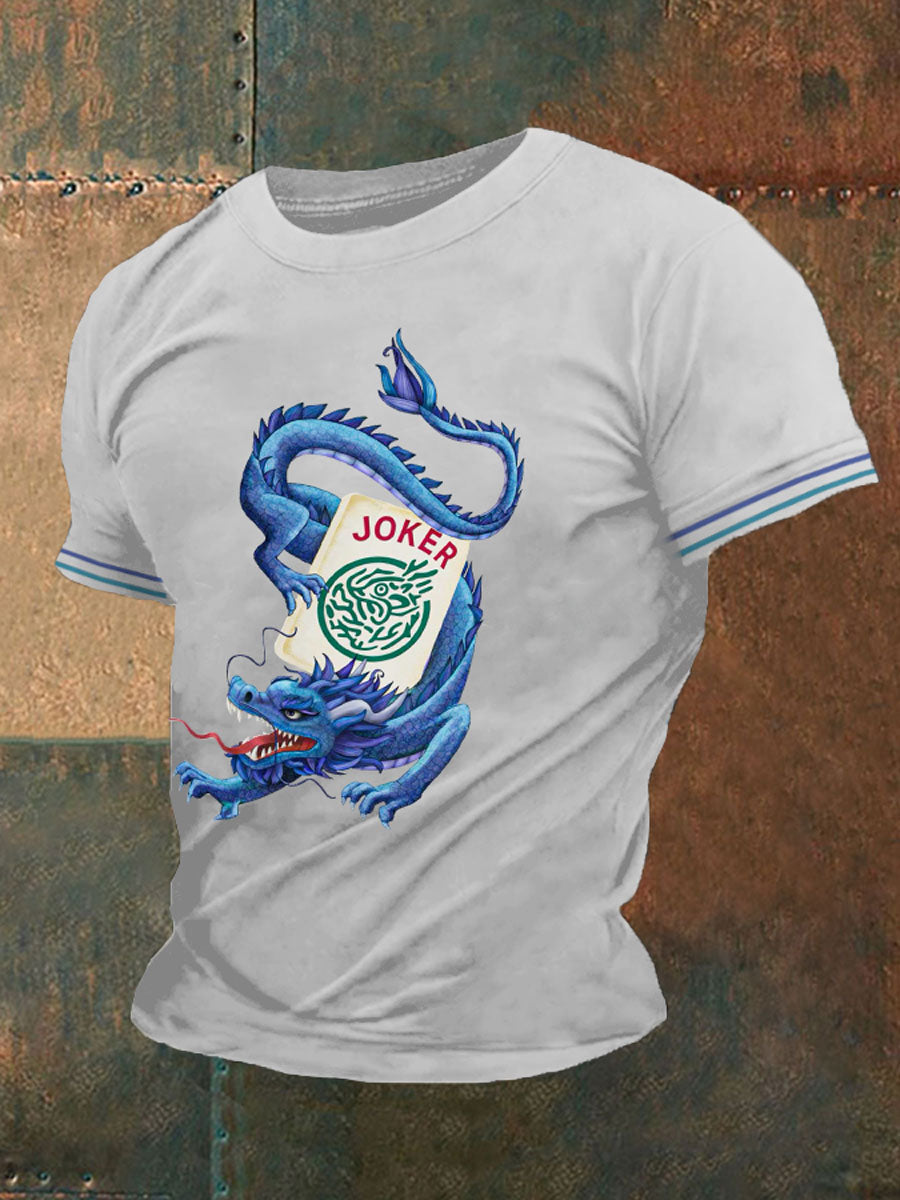 Camiseta casual impresa Mahjong divertida de los hombres