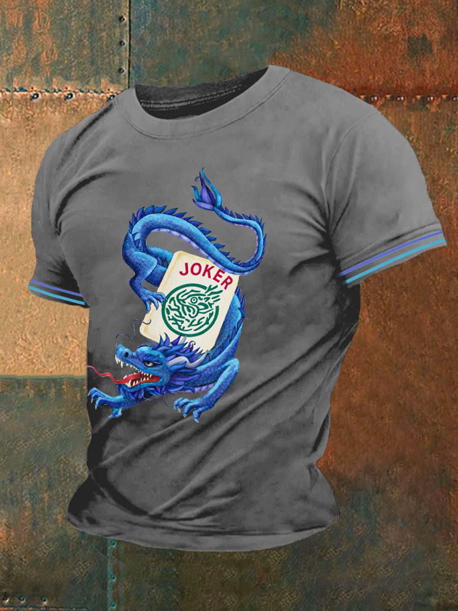 Camiseta casual impresa Mahjong divertida de los hombres