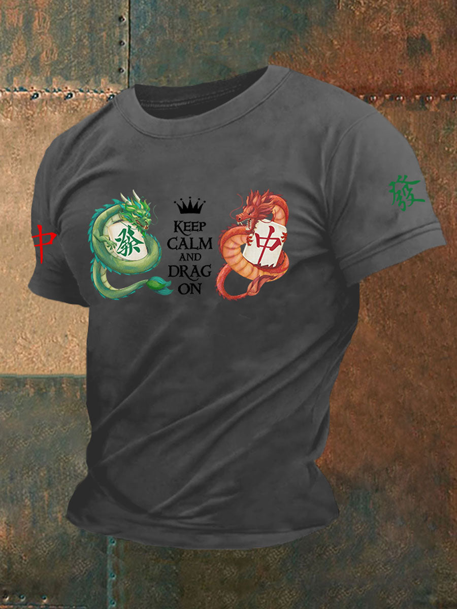 Camiseta casual impresa Mahjong divertida de los hombres