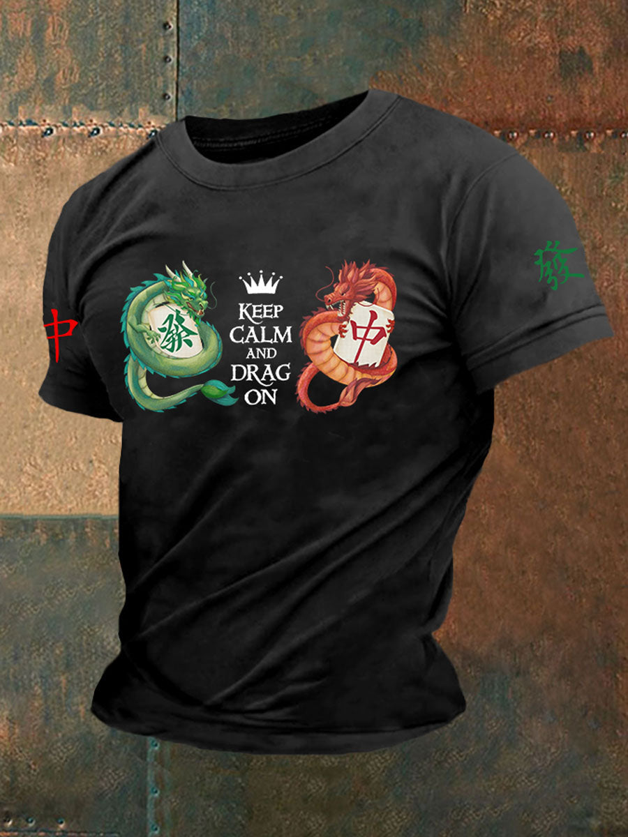 Camiseta casual impresa Mahjong divertida de los hombres