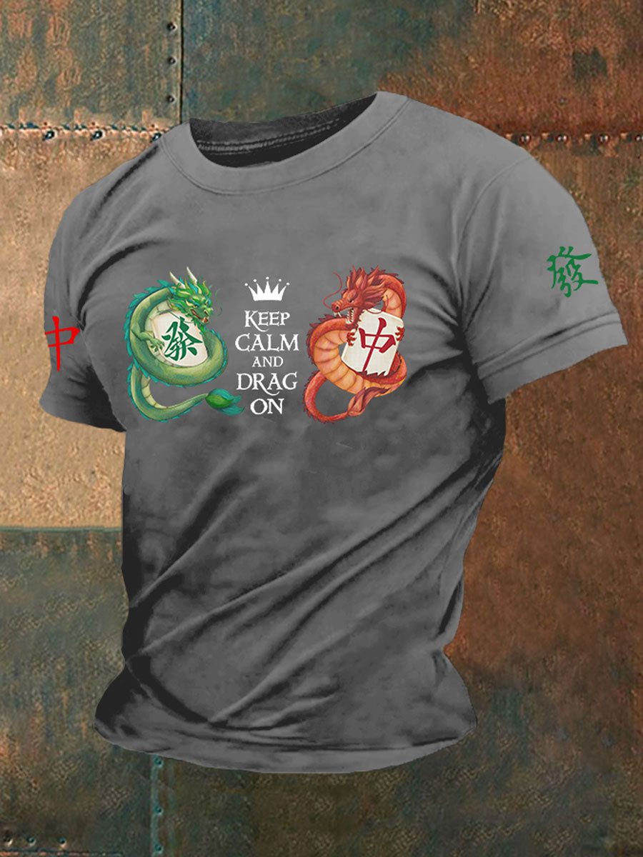 Camiseta casual impresa Mahjong divertida de los hombres