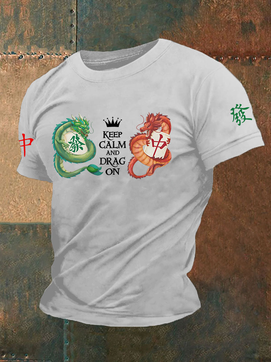 Camiseta casual impresa Mahjong divertida de los hombres