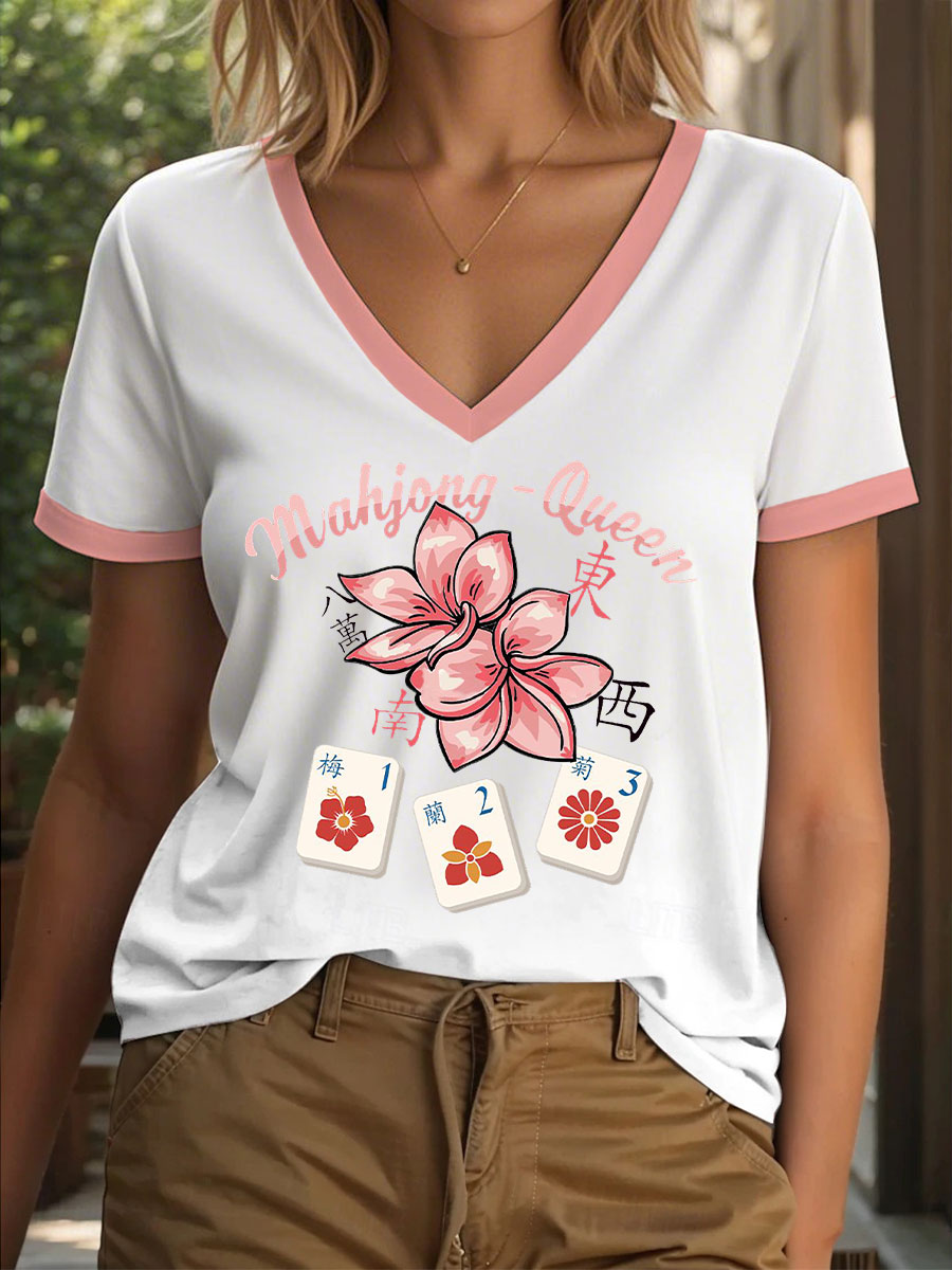 Mahjong Queen de las mujeres imprimió la camiseta ocasional