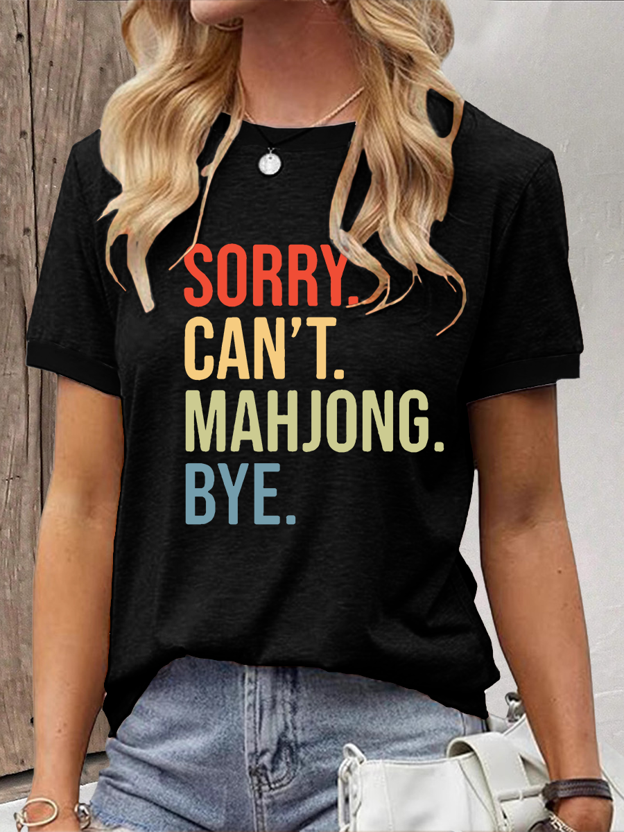 Camiseta casual impresa Mahjong divertida de las mujeres