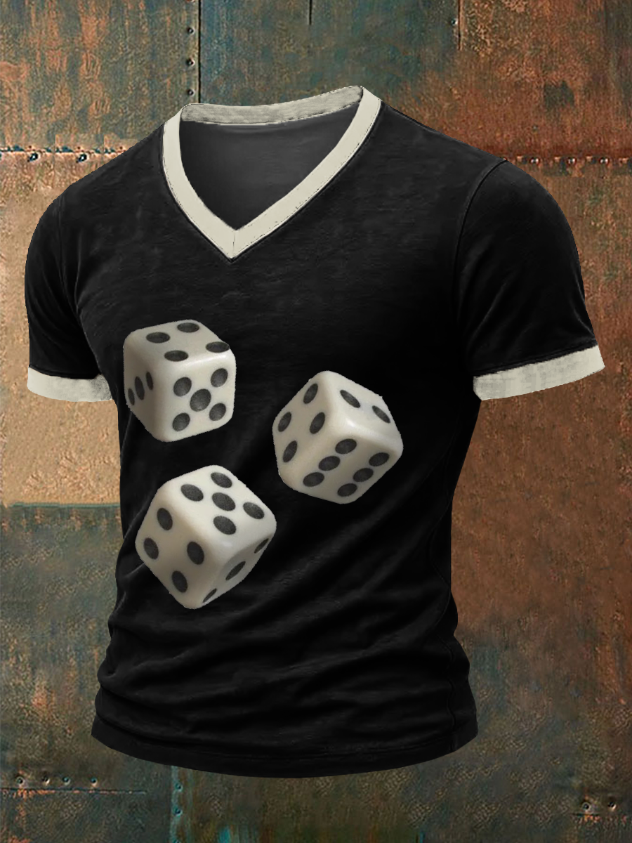 Hombres Mahjong Dados Casual Camiseta