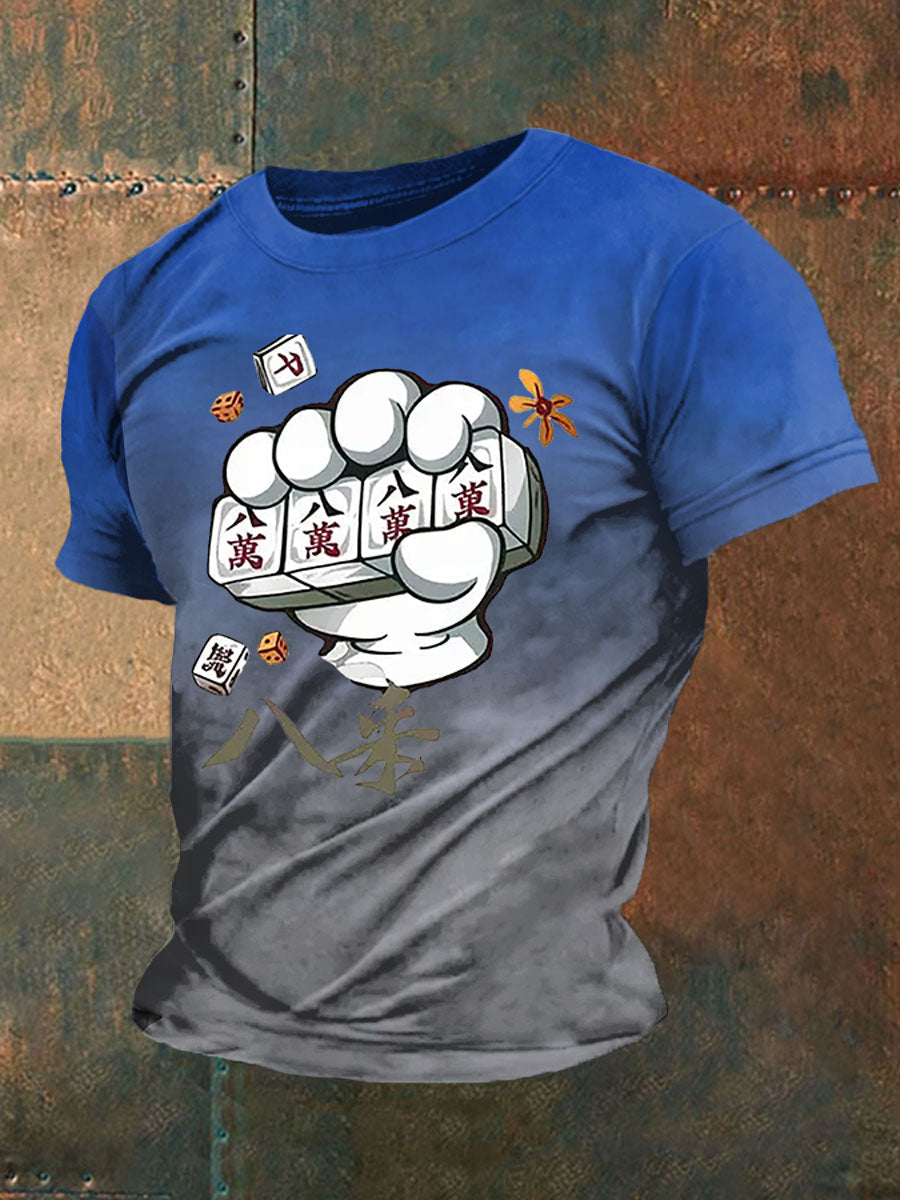 Camiseta casual de los hombres Funny Mahjong Print