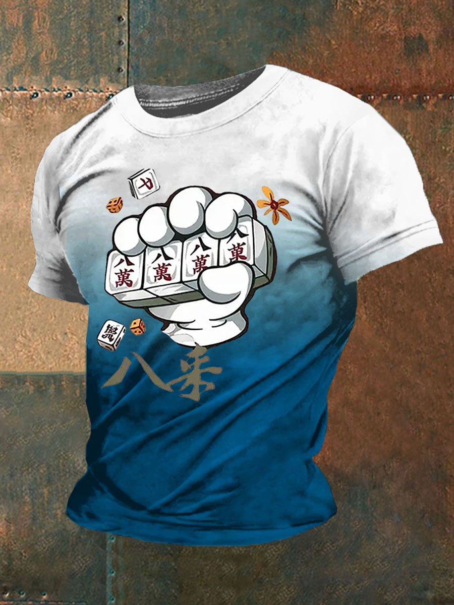 Camiseta casual de los hombres Funny Mahjong Print