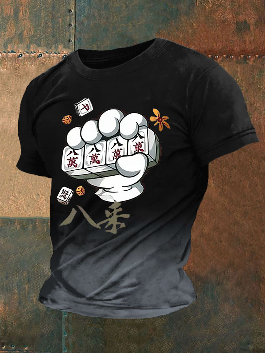 Camiseta casual de los hombres Funny Mahjong Print