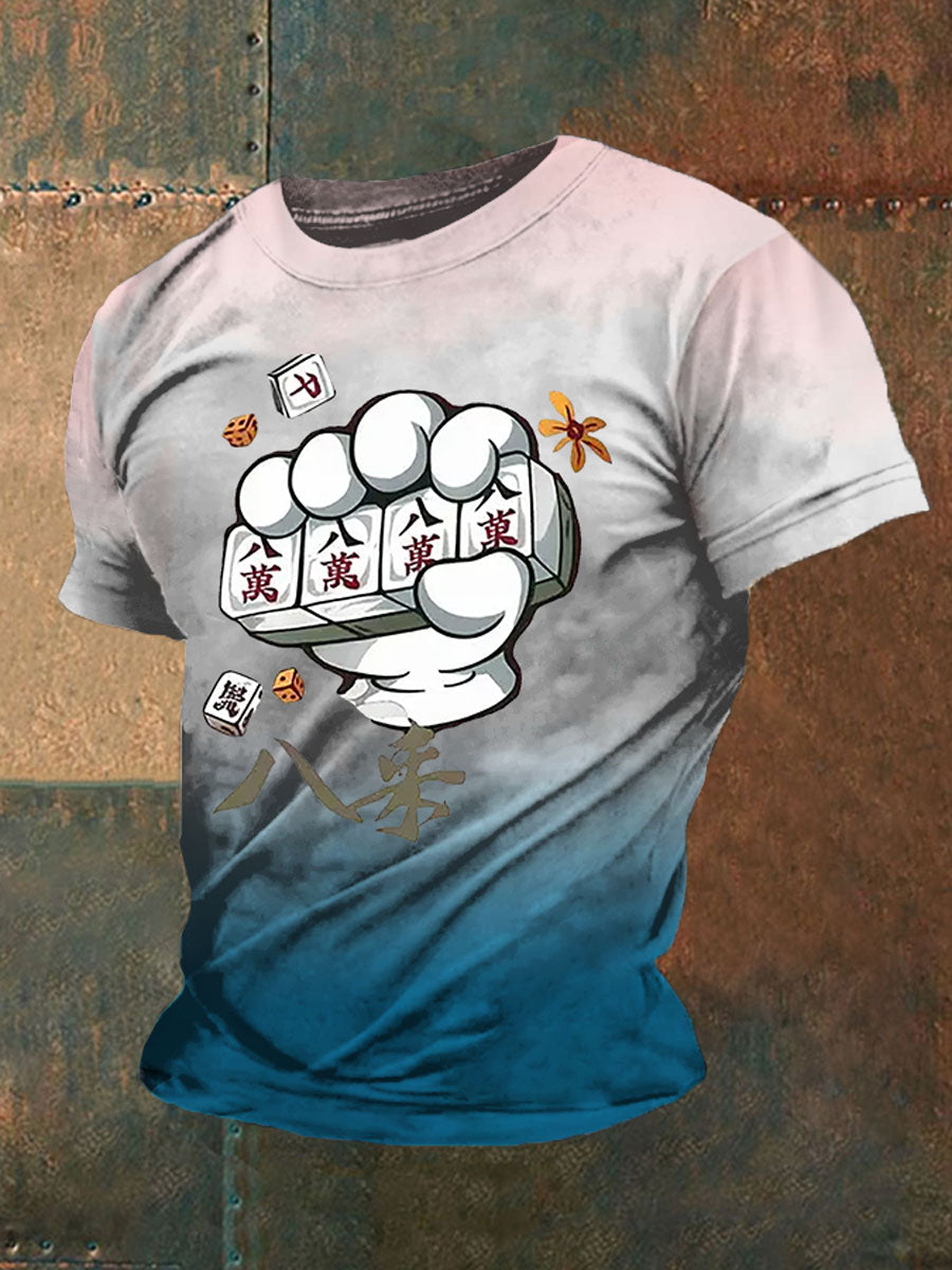 Camiseta casual de los hombres Funny Mahjong Print