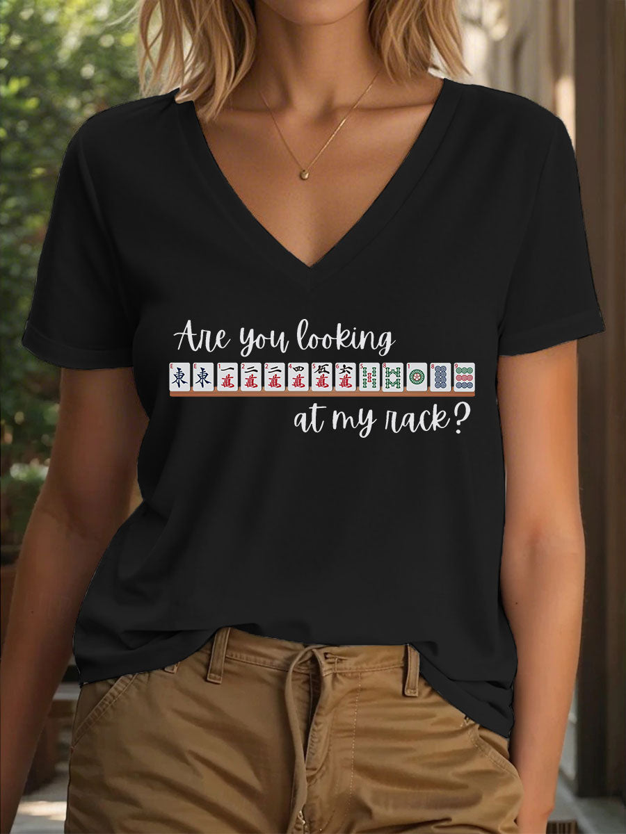 Camiseta Funny Mahjong Print para mujer