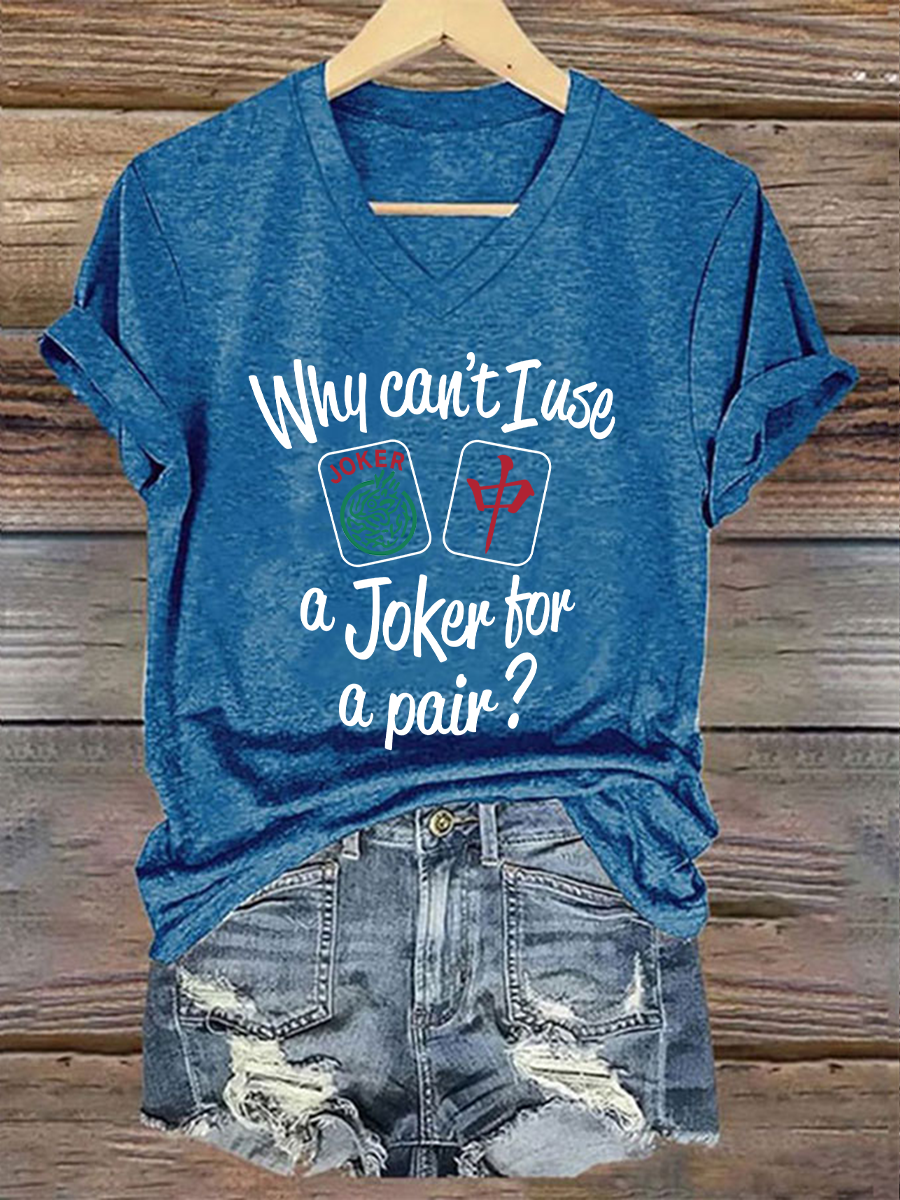 Camiseta Funny Mahjong Print para mujer