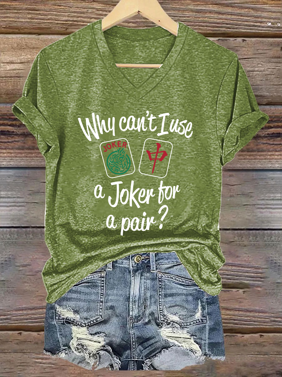 Camiseta Funny Mahjong Print para mujer
