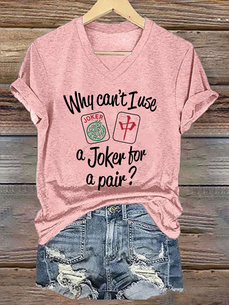 Camiseta Funny Mahjong Print para mujer