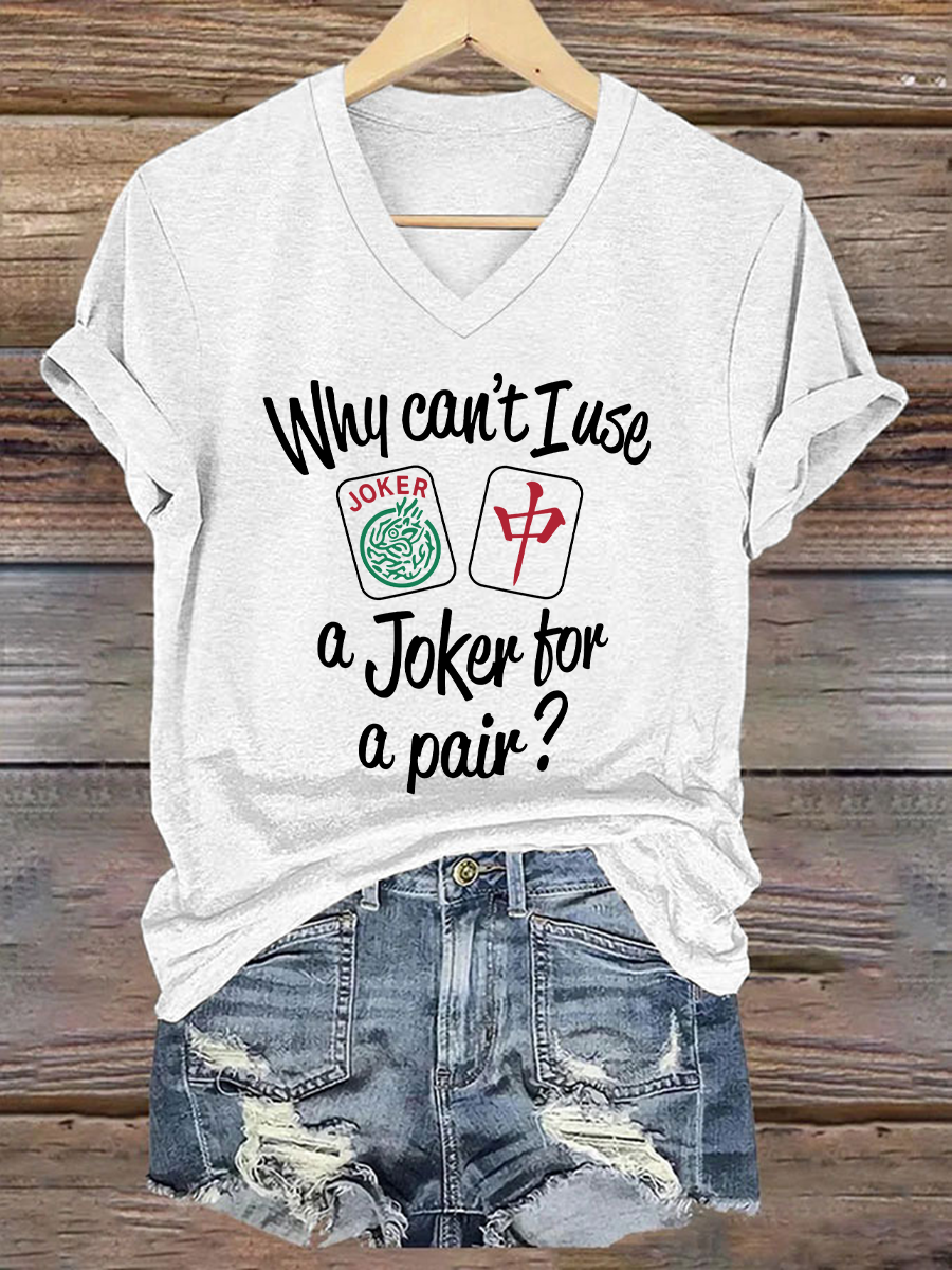 Camiseta Funny Mahjong Print para mujer