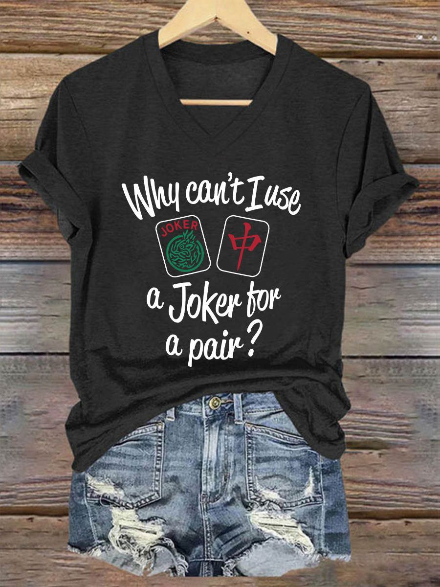 Camiseta Funny Mahjong Print para mujer