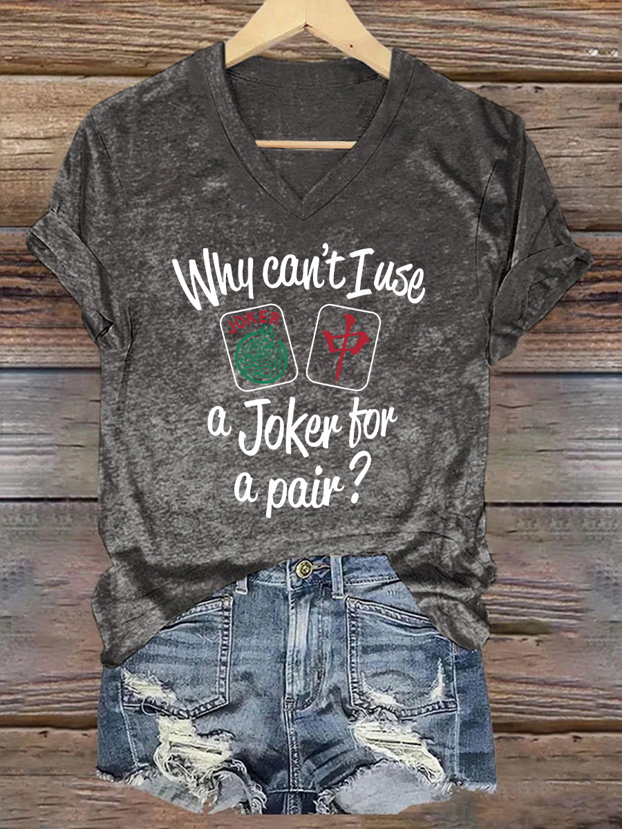 Camiseta Funny Mahjong Print para mujer