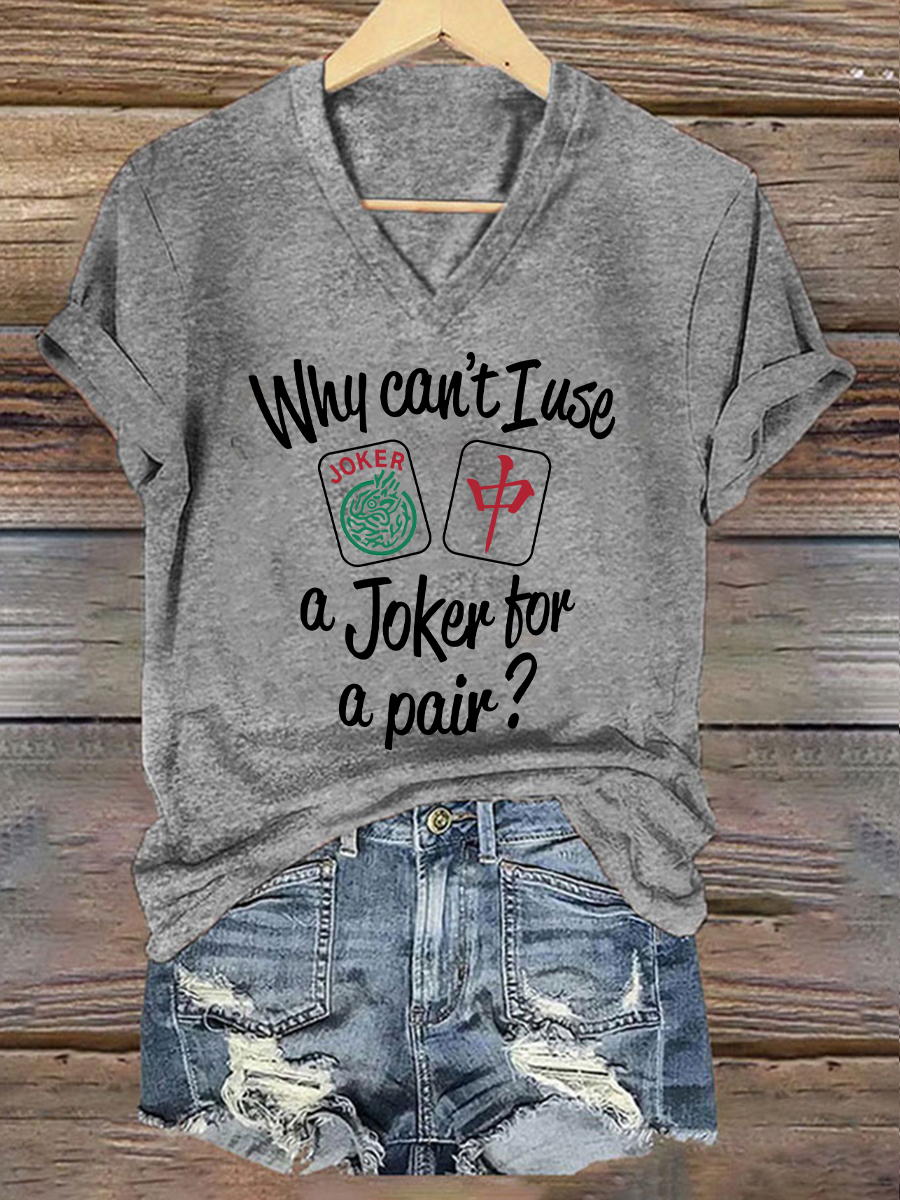 Camiseta Funny Mahjong Print para mujer