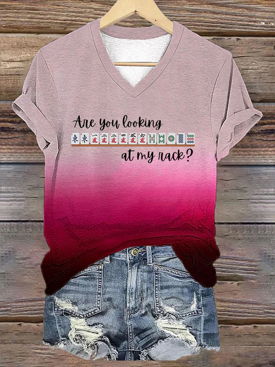 Camiseta Funny Mahjong Print para mujer