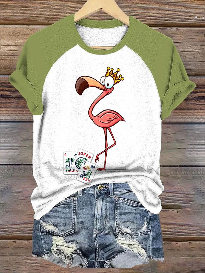 Camiseta para mujer Flamingo Mahjong Print