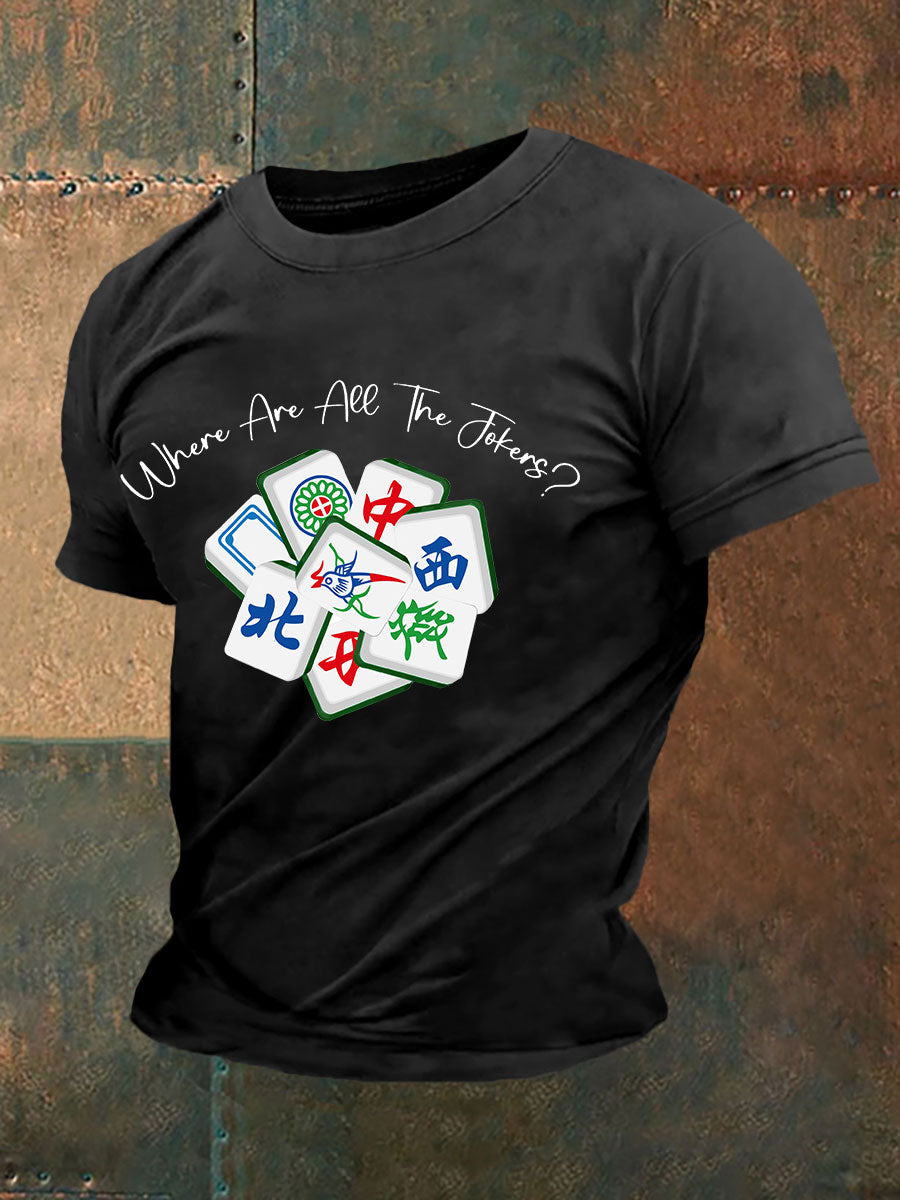 Camiseta divertida de la impresión de Mahjong de los hombres