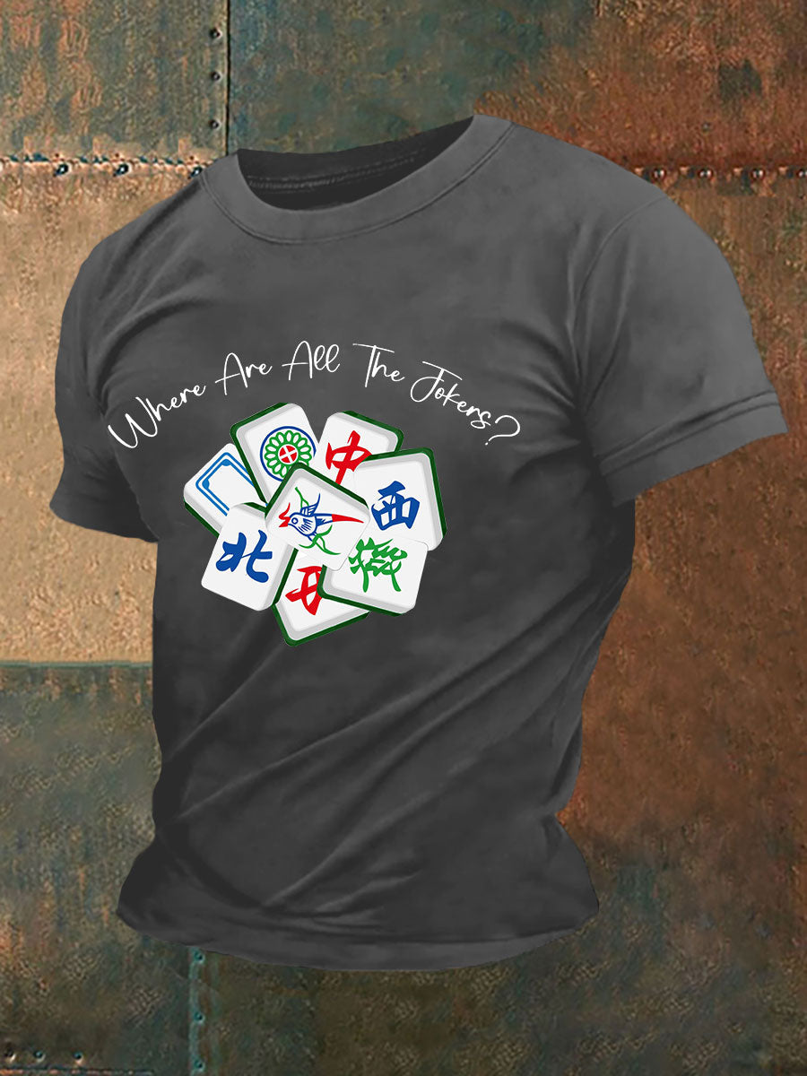 Camiseta divertida de la impresión de Mahjong de los hombres
