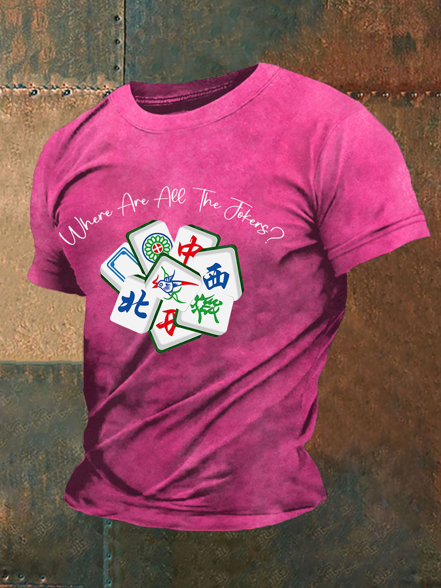 Camiseta divertida de la impresión de Mahjong de los hombres