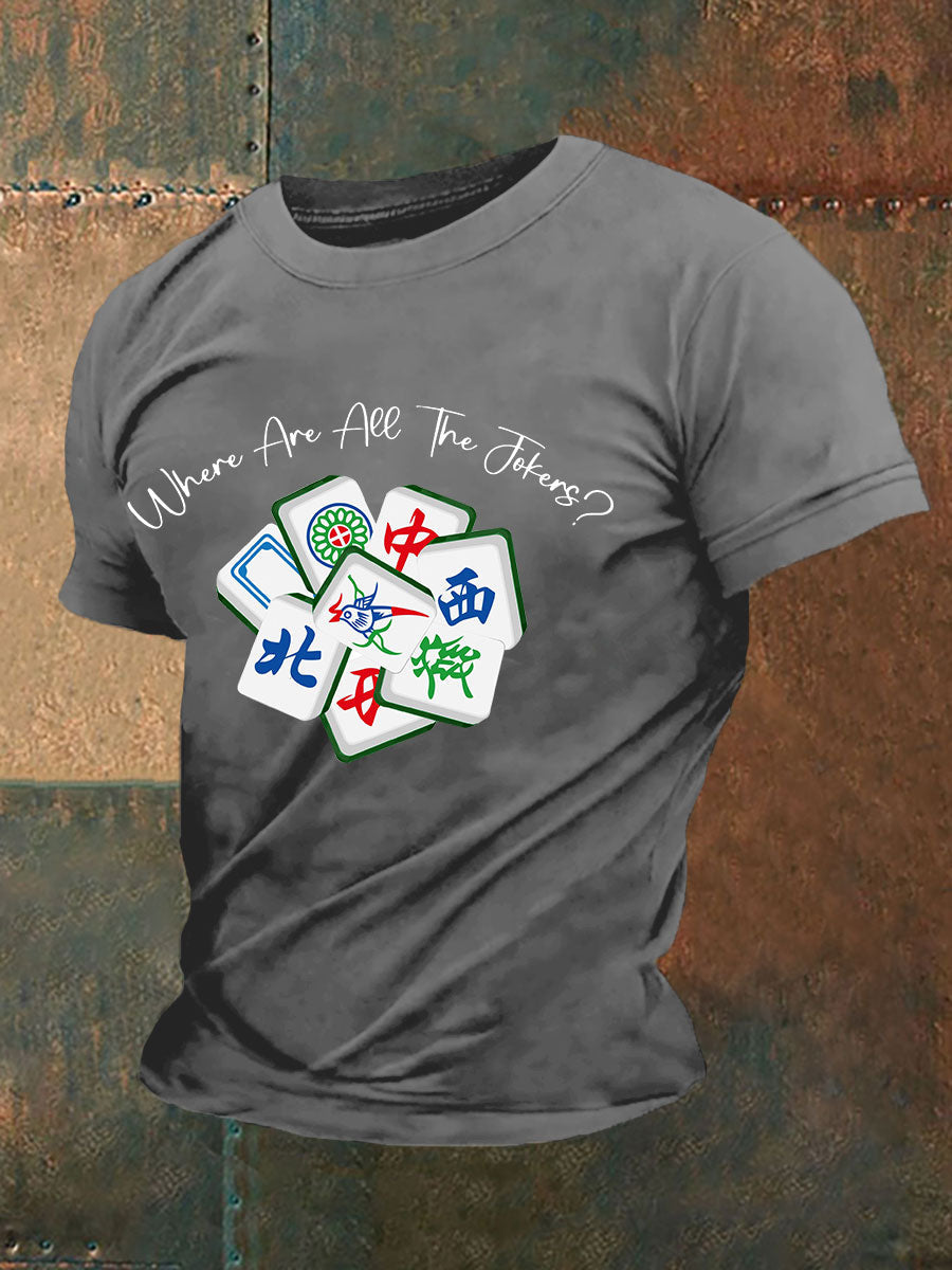 Camiseta divertida de la impresión de Mahjong de los hombres