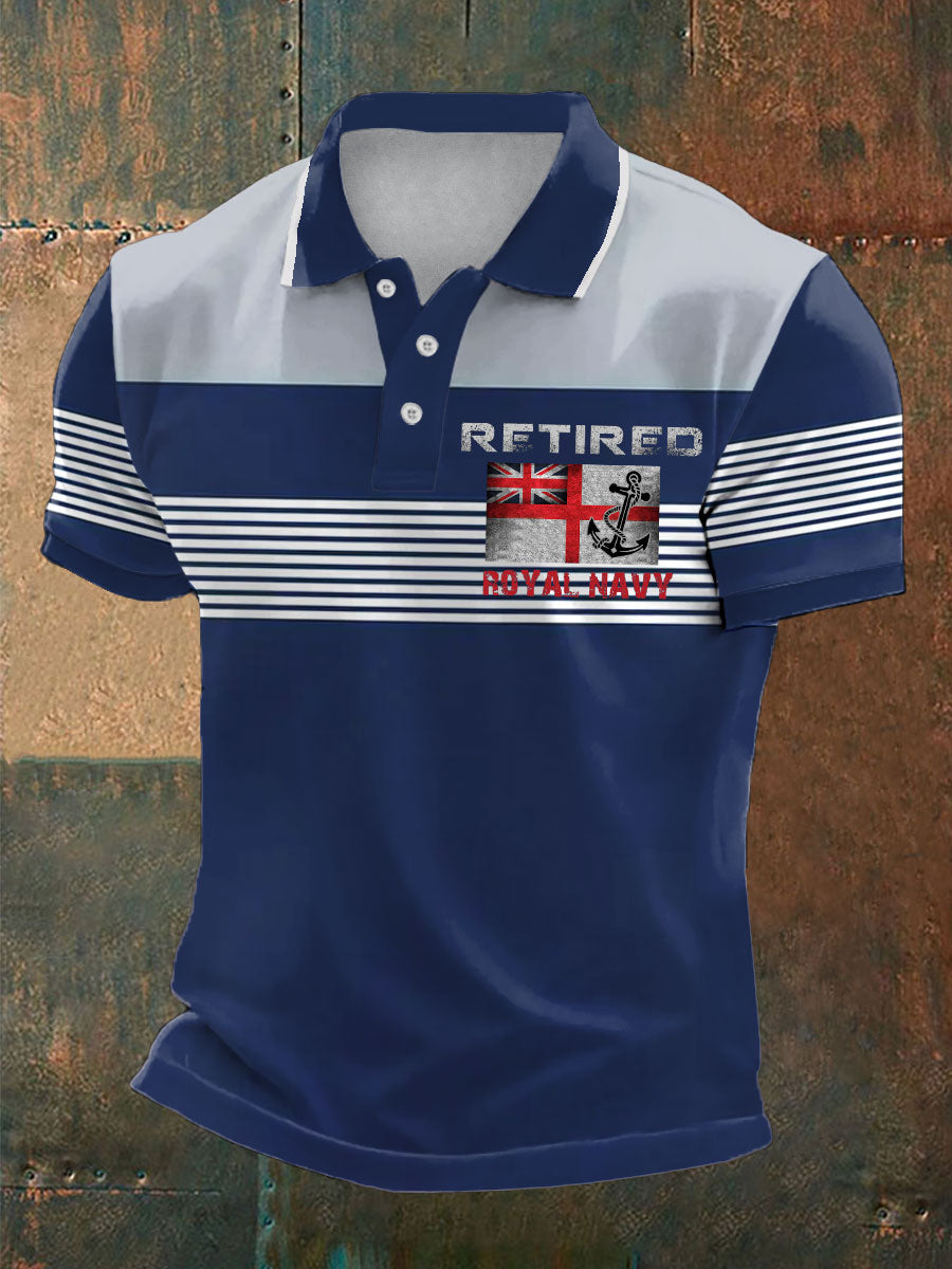 Men's British Veteran Retired Printed Casual Tops