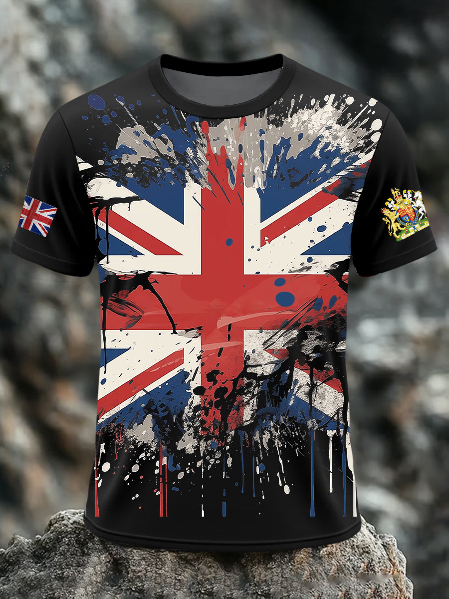 Men's UK Patriotic Flag Printed Short Sleeve T-shirt
