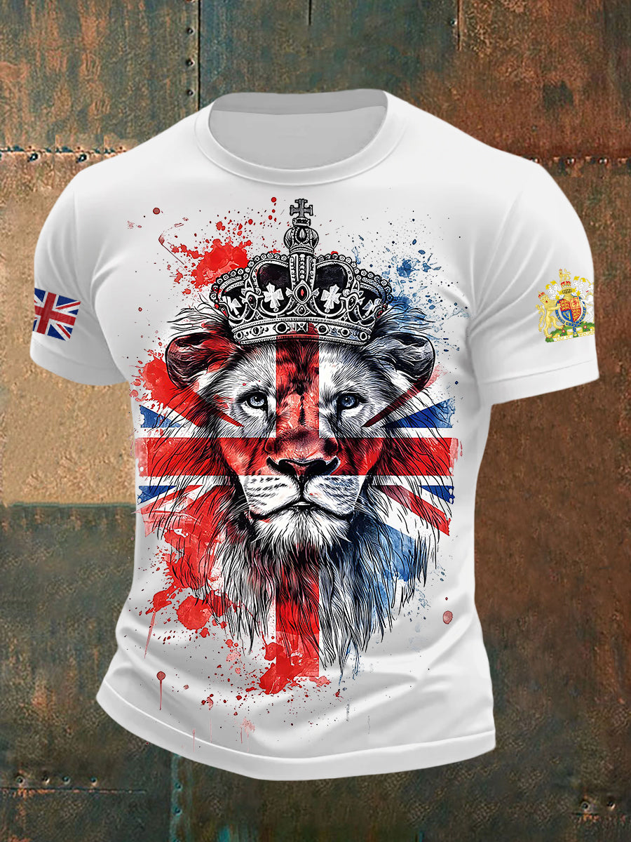 Men's UK Patriotic Flag Printed Short Sleeve T-shirt