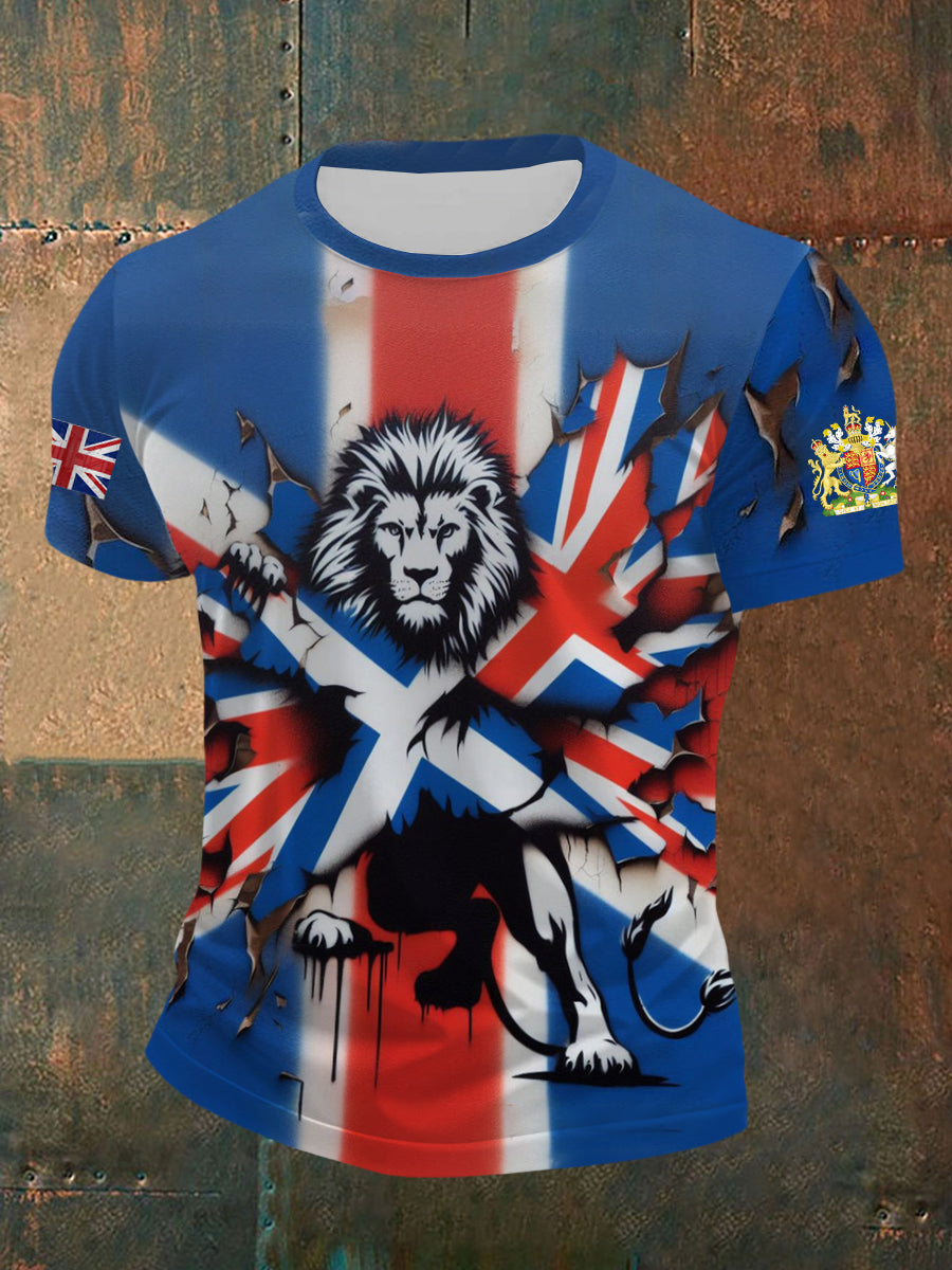 Men's UK Patriotic Flag Printed Short Sleeve T-shirt