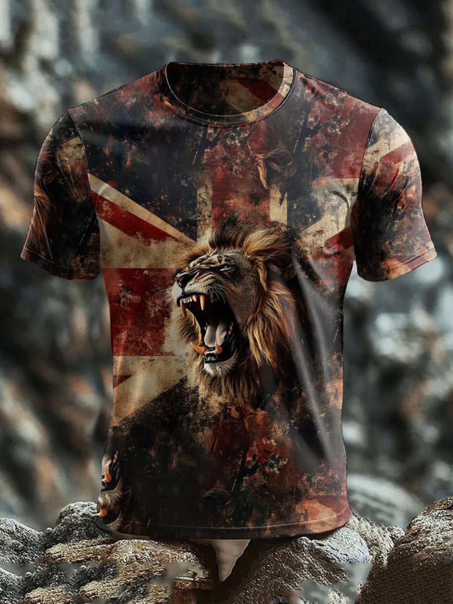 Men's British Lion Cotton Short-Sleeved T-shirt